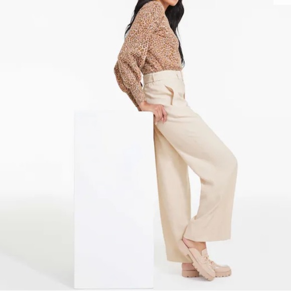 🧡 Cream belted wide leg pant - Picture 5 of 6